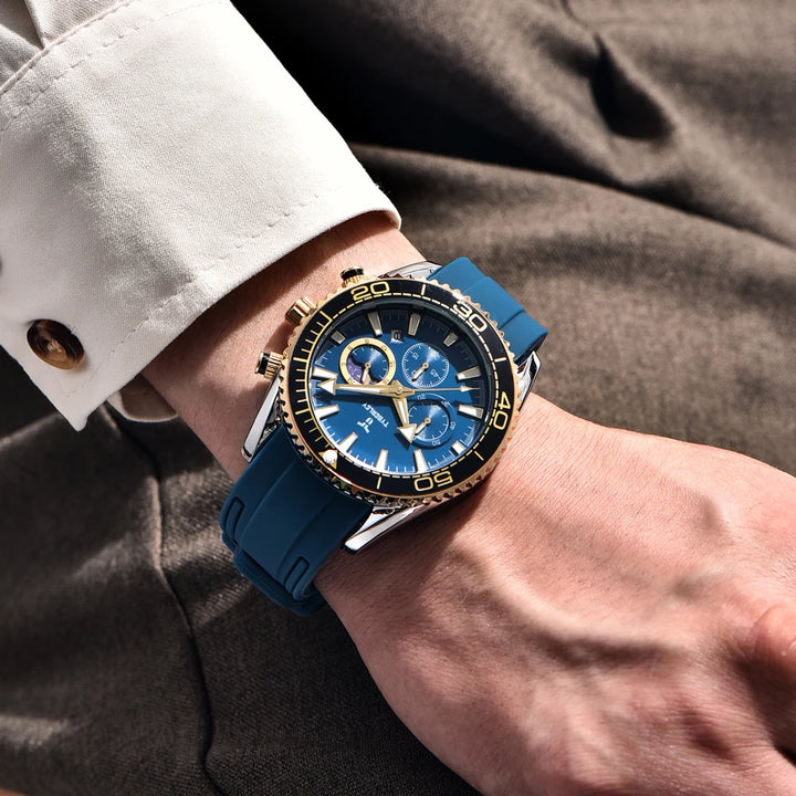 New TYBERLEY Men's Watches Gold Luxury Quartz Wristwatch