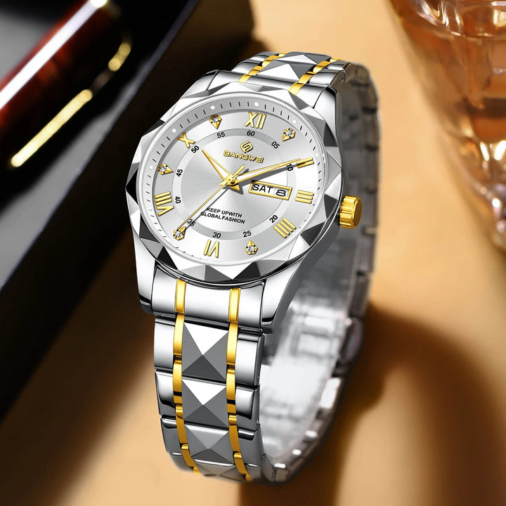 BANGWEI Luxury Men Quartz Watch Waterproof Date