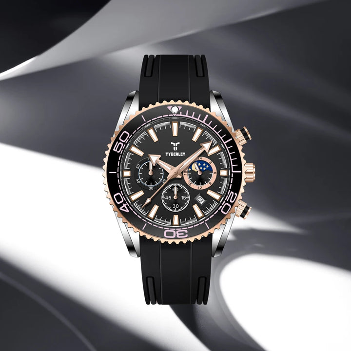 New TYBERLEY Men's Watches Gold Luxury Quartz Wristwatch