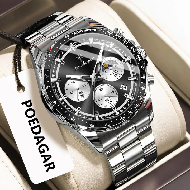 POEDAGAR Top Original Man Wristwatch Waterproof Stainless Steel