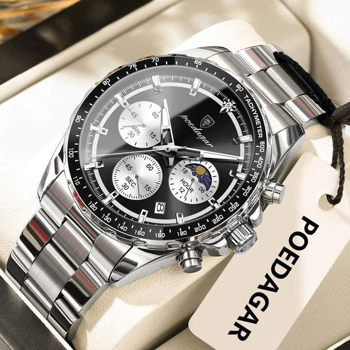 POEDAGAR Top Original Man Wristwatch Waterproof Stainless Steel