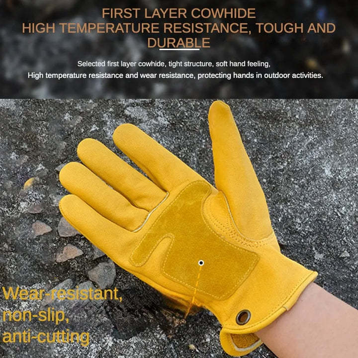 Camping Leather Gloves Outdoor Anti-hot Tactical Protective Cut Resistant