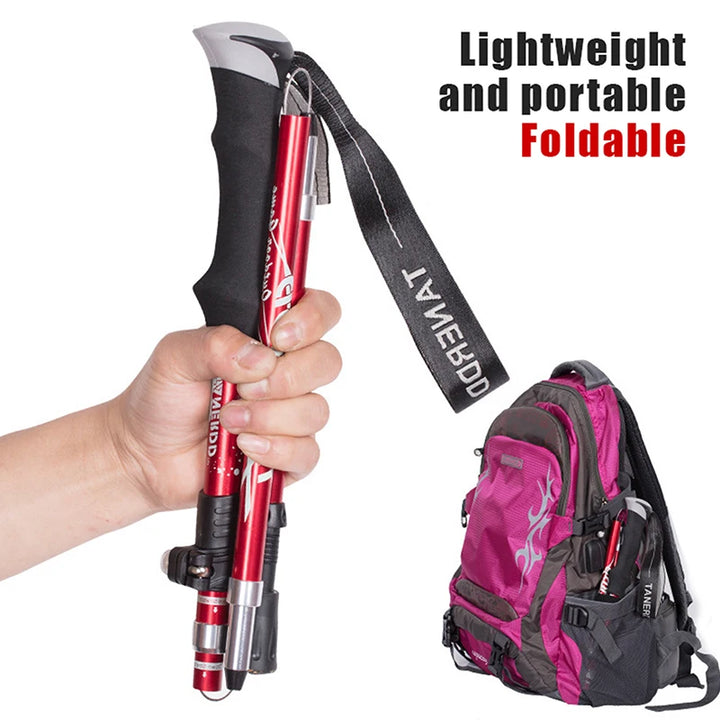 1Pc 5 Section Outdoor Telescopic Folding Trekking Pole Camping